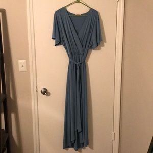 Sky blue hi-lo fix wrap dress